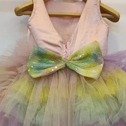 BAESD Girls Tie And Dye V-Neck Net Fit & Flare Bow Detail Opaque Dress-picture-21