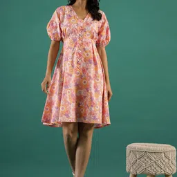 Sangria Printed Cotton A-Line Ethnic Dress-picture-4