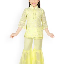 BAESD Girls Floral Printed Sequinned Detailed Straight Kurta With Sharara-picture-26