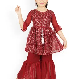 BAESD Girls Embellished Empire Sequinned Georgette A-Line Kurta with Sharara-image-9