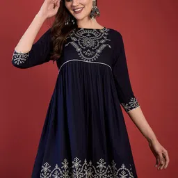 Anouk Embroidered Fit & Flare Knee Length Ethnic Dress-image-30
