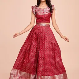 Tasarika Girls Ethnic Motifs Printed Ready to Wear Lehenga & Choli-picture-27