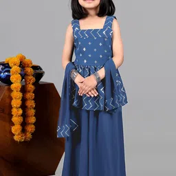 BAESD Girls Embroidered Empire Sequinned Kurta with Palazzos & Dupatta-picture-2