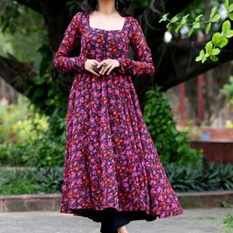 KALINI Floral Printed Square Neck Georgette Anarkali Kurta-image-39