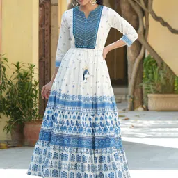 Juniper Embroidered Georgette Tiered A-Line Ethnic Dresses-image-9