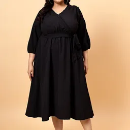 Bani A-Line V-Neck Midi Ethnic Dresses-picture-48