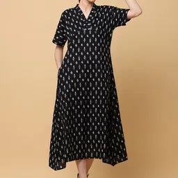 BLACK & BLAH BLAH Printed Cotton Midi Dress-image-64