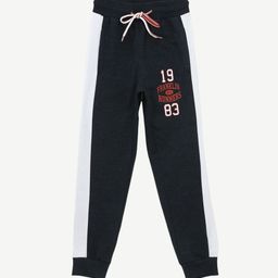 Alan Jones Boys Charcoal Grey Colorblocked Regular Fit Joggers-image-2
