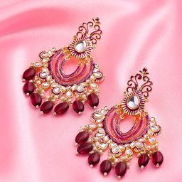 Yellow Chimes Gold-Plated Contemporary Chandbalis Earrings-25