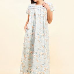Sweet Dreams Navy Blue Floral Printed Maxi Nightdress-image-46