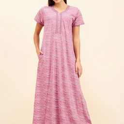 Sweet Dreams Rose Printed Cotton Maxi Nightdress-image-64