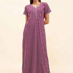 Sweet Dreams Abstract Printed Pure Cotton Maxi Nightdress-image-39