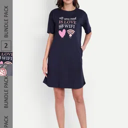 Bedtime story Pack Of 2 Printed Pure Cotton T-shirt Nightdress-picture-50
