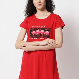 FFLIRTYGO Red Printed Nightdress-image-51