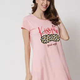 FFLIRTYGO Pink Printed Nightdress-image-13