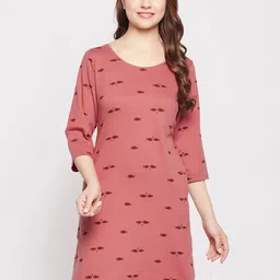 Clovia Women Cotton Fish Print Short Night Dress-image-41