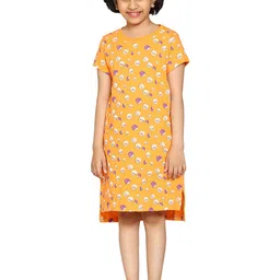 KiddoPanti Girls Conversational Printed Pure Cotton Nightdress-picture-10