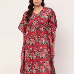 Moomaya Floral Printed Pure Cotton Kaftan Nightdress-picture-18