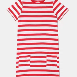 Jockey Girls Combed Cotton Striped Relaxed Fit Short Sleeve Sleep Dress - AG72-33