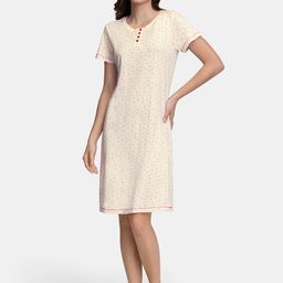 Amante Off White Printed Nightdress-image-44