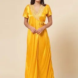 NIGHT KEYS Satin Maxi Nightdress With Robe-picture-28