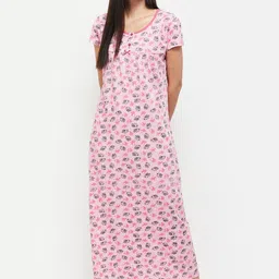 max Pink & Black Conversational Printed Pure Cotton Maxi Nightdress-picture-20