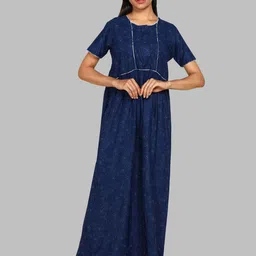 Pranjul Floral Printed Pure Cotton Maxi Nightdress-picture-32