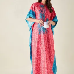 The Kaftan Company Floral Printed Satin Maxi Nightdress-image-76