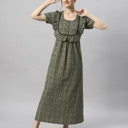 ETC Floral Printed Pure Cotton Maxi Nightdress-image-47