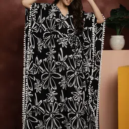 Boston Club Floral Printed Kaftan Maxi Nightdress-image-76