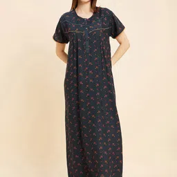 Sweet Dreams Green Printed Cotton Maxi Nightdress-picture-21