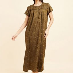 Sweet Dreams Green Floral Printed Maxi Nightdress-image-44