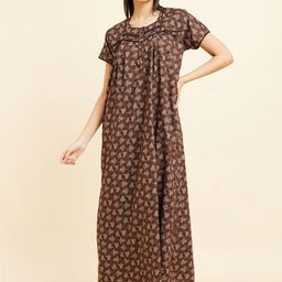 Sweet Dreams Brown Floral Printed Maxi Nightdress-image-18