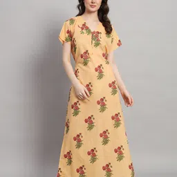 HANDICRAFT PALACE Floral Printed Pure Cotton Maxi Nightdress-image-35