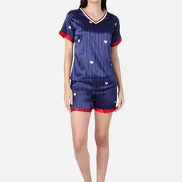 GRACIT Women Navy Blue & White Printed Night suit-image-12