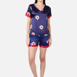GRACIT Women Navy Blue & Red Printed Night suit-image-73