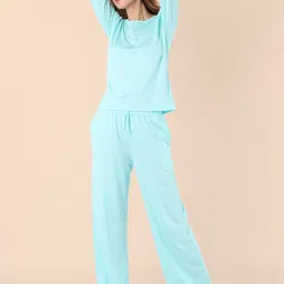 Nite Flite Women Blue Solid Night suit-image-88