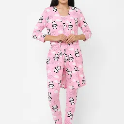 Sweet Dreams Women Pink & Black Printed Night Suit-picture-42