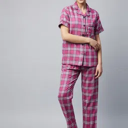 StyleStone Women Pink Checked Night suit-image-59