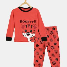 Wyld Sprog Boys Orange & Black Printed Pure Cotton Night Suit-picture-41