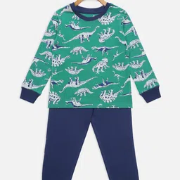 Hippodrome Boys Green & Navy Blue Printed Night suit-picture-18