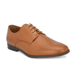 Delize Men Tan Woven Design Derbys-image-24