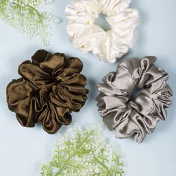 Arendelle Women White & Brown Set of 3 Ponytail Holders-73