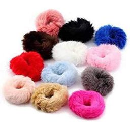 DN Creation Set Of 12 Faux Fur Assorted Ponytail Holders image 1