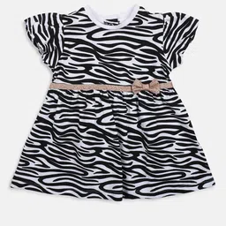 Chicco Girls Animal Printed Flutter Sleeves Bow Detail A-Line Dress-picture-10