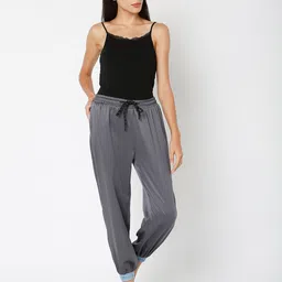Smarty Pants Women Grey Solid Satin Joggers-image-84