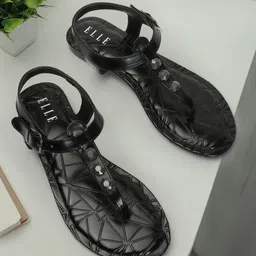 ELLE Embellished T-Strap Flats With Buckle-56