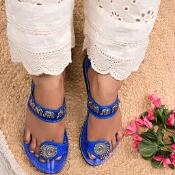 Apratim Embellished Leather One Toe Flats-55