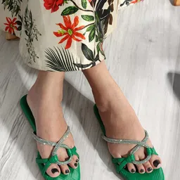 madam glorious Embellished Open Toe Flats-70