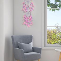 DULI Pink & Purple Hanging Dream Catcher With 3 Rings & Lights image 5